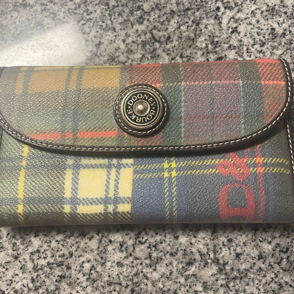 Dooney & Bourke Red and Yellow Plaid Wallet